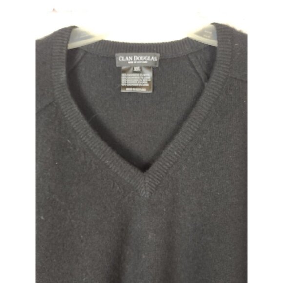 Clan Douglas Mens XXL Cashmere Wool V-Neck Sweater Scotland Made Black - Picture 4 of 8